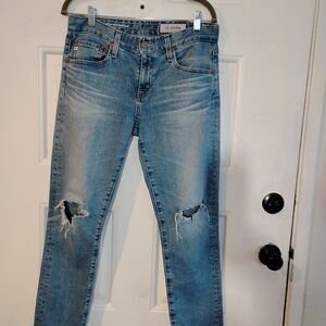 Ag Adriano Goldschmied Light Blue Distressed Jeans